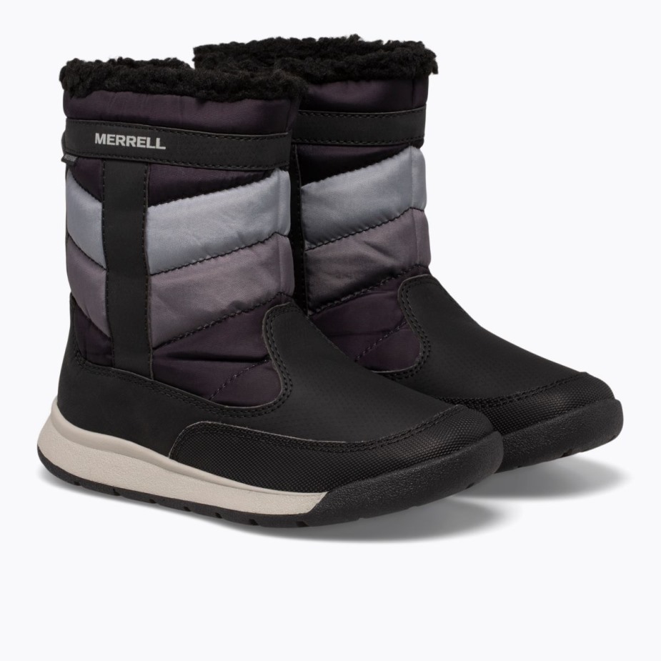 Nagy Gyerek Alpesi Puffer Vízálló Bakancs Merrell Fekete Szürke