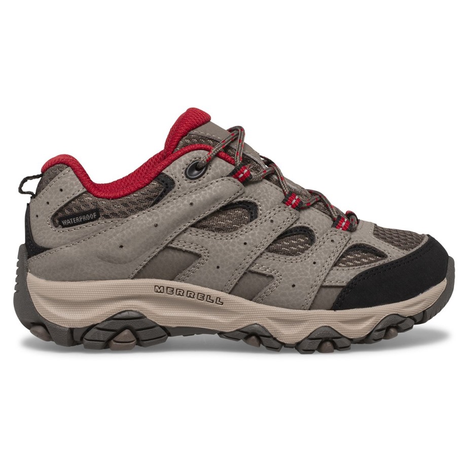 Nagy Gyerek Moab 3 Alacsony Csipkés Vízálló Sneaker Merrell Boulder Piros
