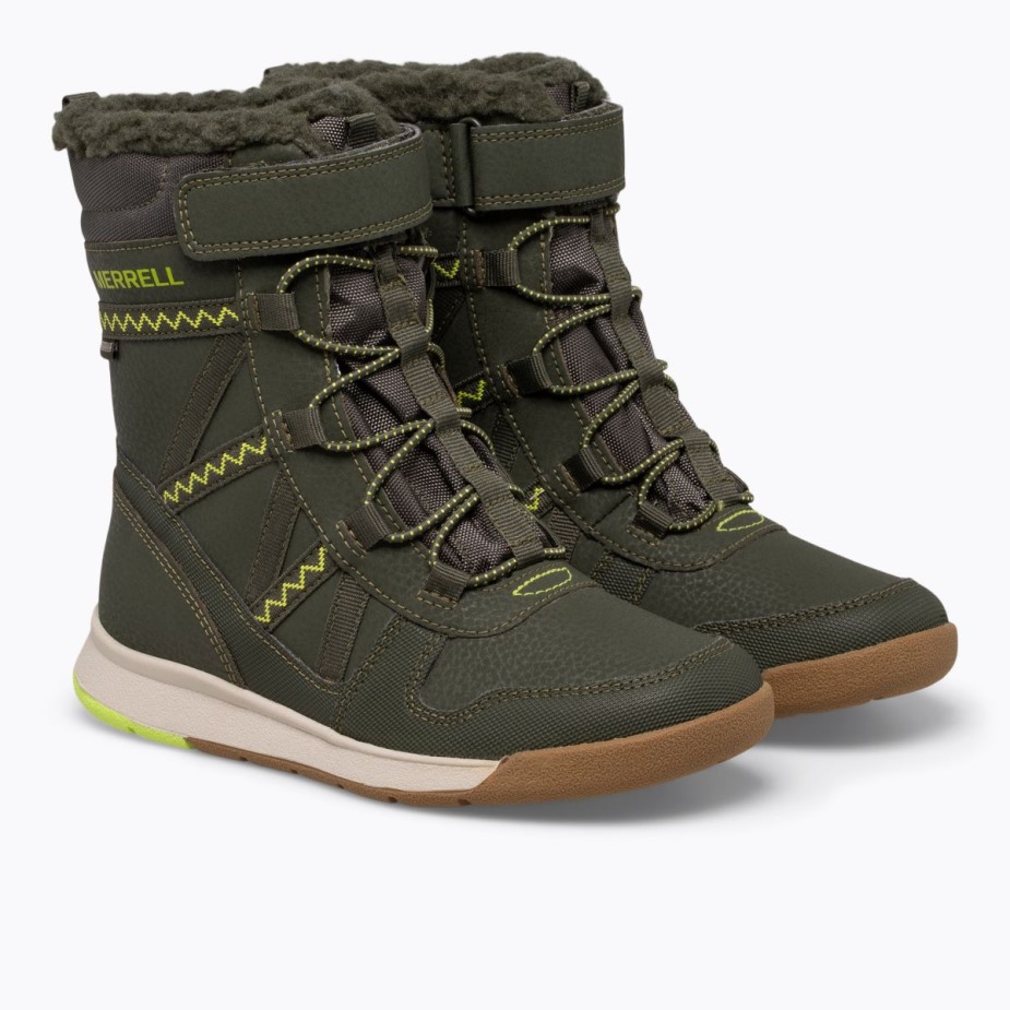 Merrell Olive Lime Kis Gyerek Snow Crush 2.0 Vízálló Csizma