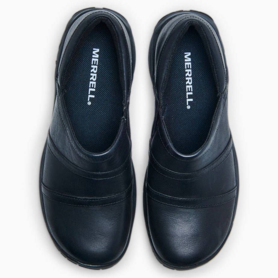 Női Ráadás Moc 4 Bőr Széles Szélességű Merrell Fekete